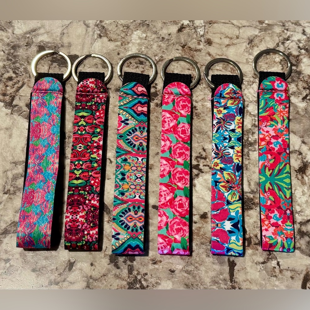 New Neoprene Wristlet Keychain Lanyard 6 Pack - Neoprene Key Chain Holder